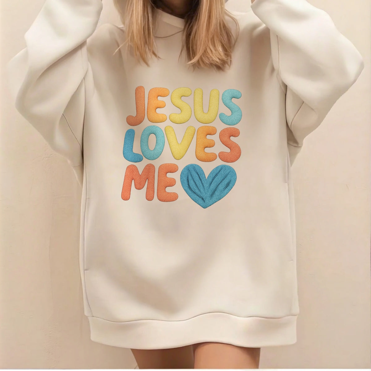 Jesus Loves Me DTF Transfer for T-Shirts,Christian Faith Heat Press Iron-On Decal, Bible Verse Religious Sublimation Print for White Tee