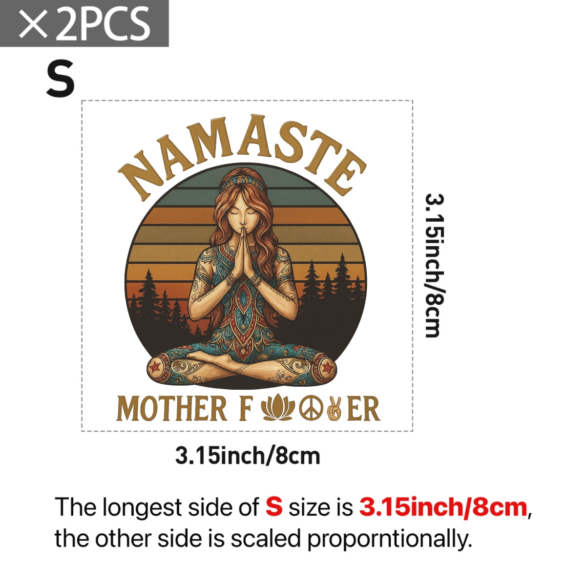 Boho Hippie Namaste Iron On Transfer, Funny Yoga Meditation Patch for T-Shirts, Retro Spiritual Peace Design, Heat Press Vinyl for DIY Clothing