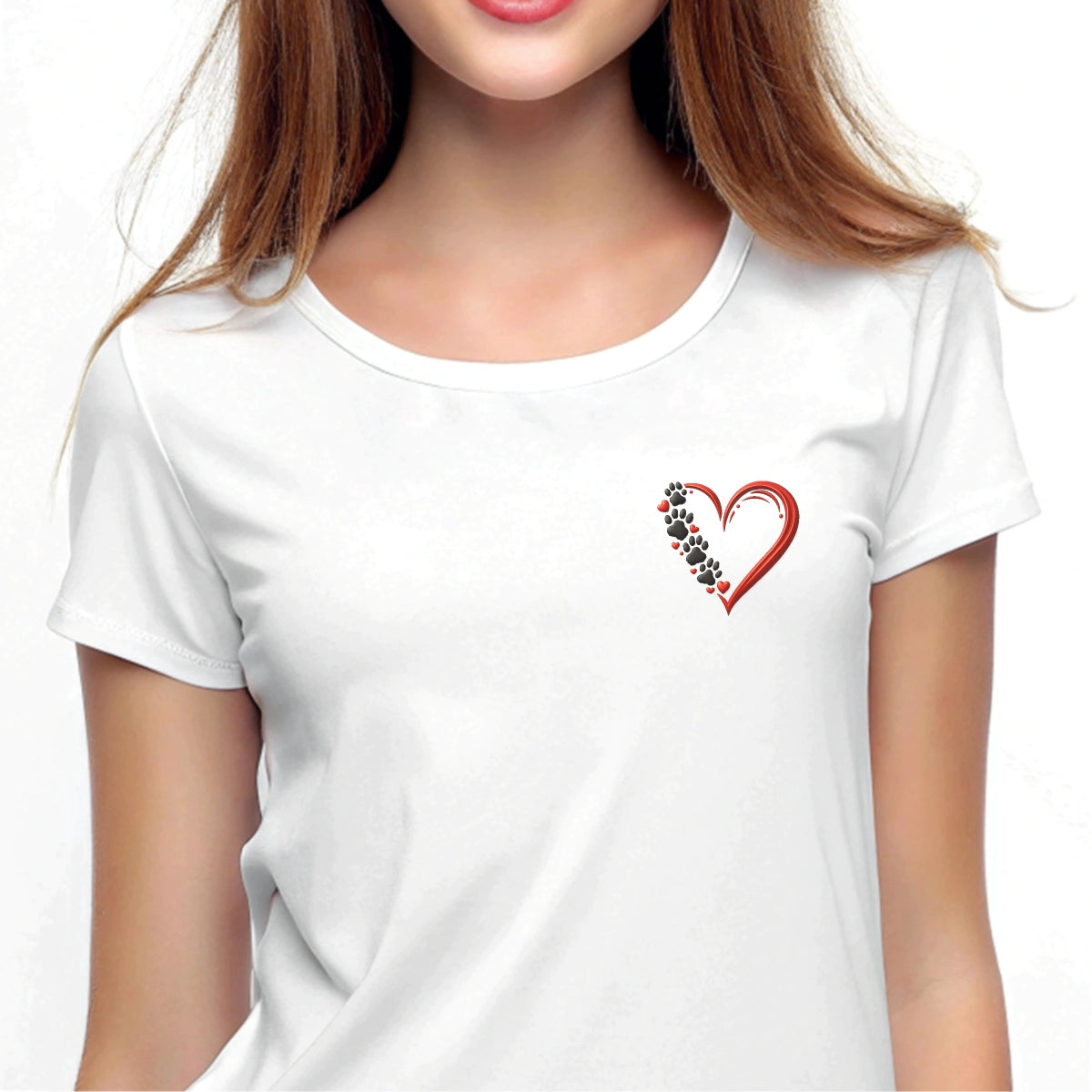 Dog Paw Heart DTF Transfer for T-Shirts ,  Pet Lover Heat Press Iron On Decal , Cute Animal Paw Print Vinyl ,  DIY Apparel Design for all , Ready to Press