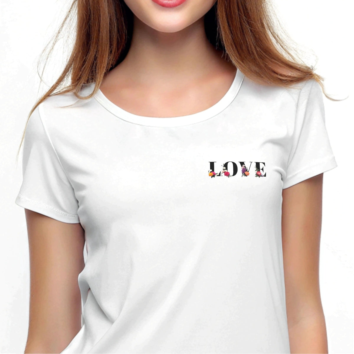 LOVE Floral DTF Transfer for T-Shirts , Romantic Waterproof Heat Press Iron-On Patch for DIY Valentine's Day,  Wedding,  Anniversary,  Aesthetic Graphic Tees, Trendy Apparel Decoration