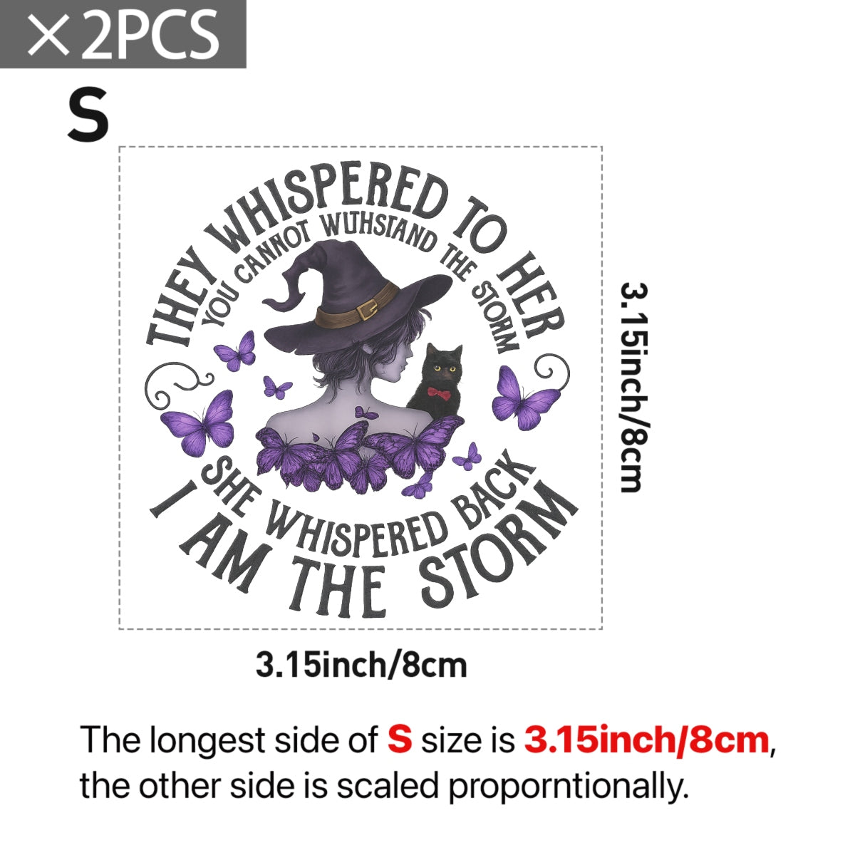 I Am The Storm Witch Girl DTF Heat Transfer,Gothic Purple Butterfly Iron-On Decal for T-Shirts, Halloween Witchcraft Sublimation, DIY Apparel Print for Women, Ready to Press