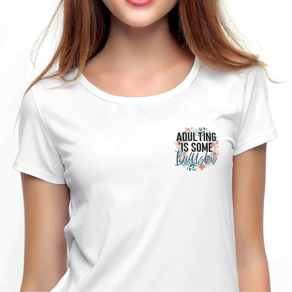 Adulting Is Bullshit DTF Transfer Sticker ,Sarcasm Art Floral Decal,Motivational Quote Iron-On Sticker for Apparel