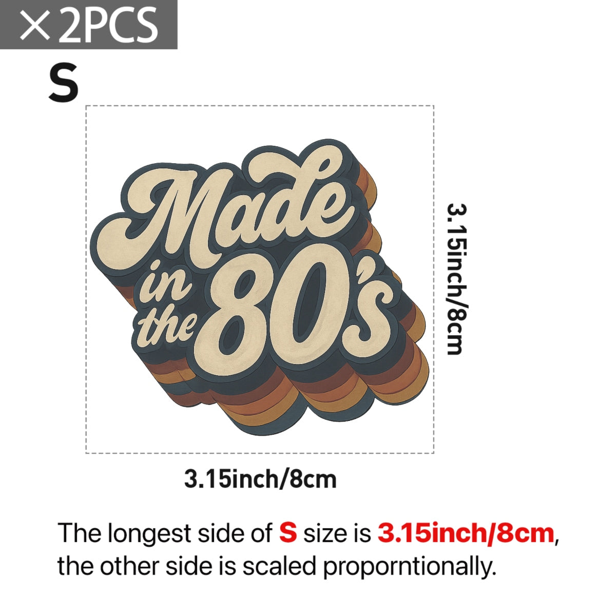Bold 'Made in the 80’s' Iron-On Patch,Retro Neon-Style, Washable DTF Transfer for DIY Shirts,Colorful 80s Design for T-Shirts, Hoodies