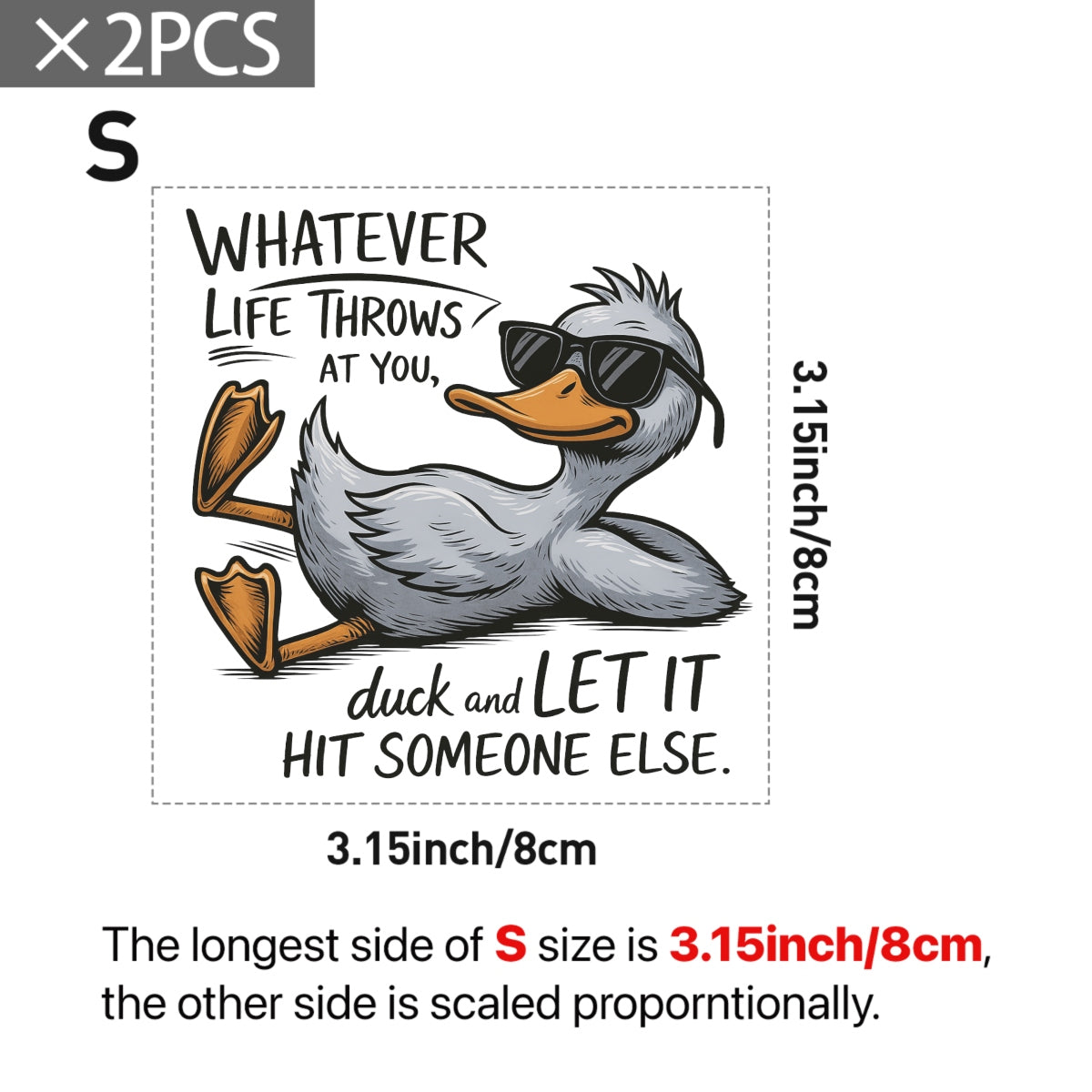 Funny Duck Iron On Transfer ,Cute Cartoon Animal with Quote , Heat Press Decal for DIY T-Shirts, Hoodies, Tote Bags
