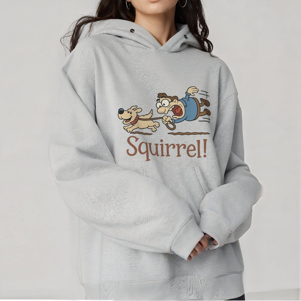 Funny Dog & Man Cartoon DTF Iron On Transfer, Squirrel Reaction Design for T-Shirts, Sweatshirts, Tote Bags,Heat Press Ready, DIY Animal Humor Patch, Cute Pet Lover Gift