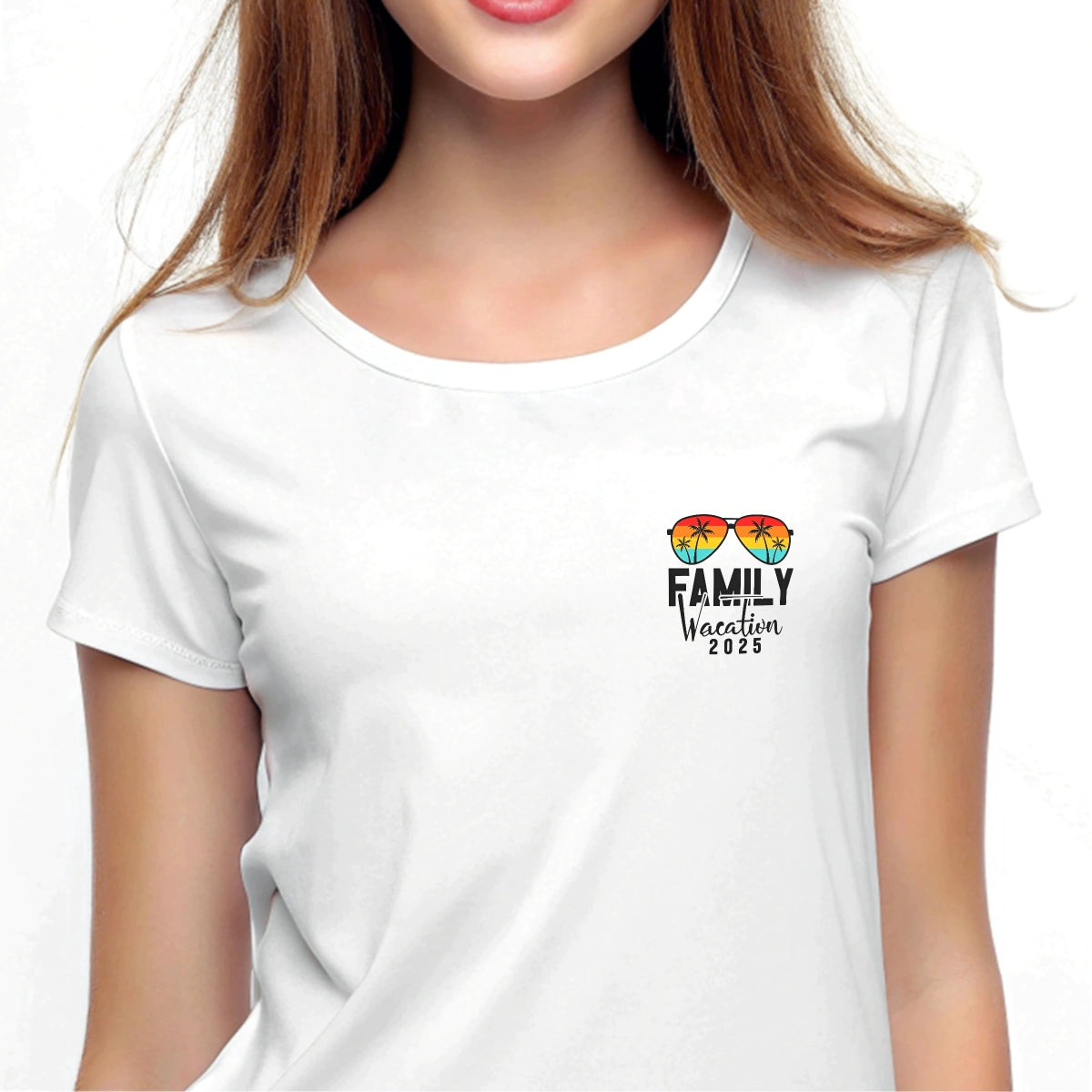 2025 Family Vacation DTF Iron-On Transfer , Beach Vibes Sunglasses Design with Gradient Lenses , Palm Tree and Sunset Sticker Waterproof Heat Press Sticker for T-Shirts, Hoodies, Tote Bags