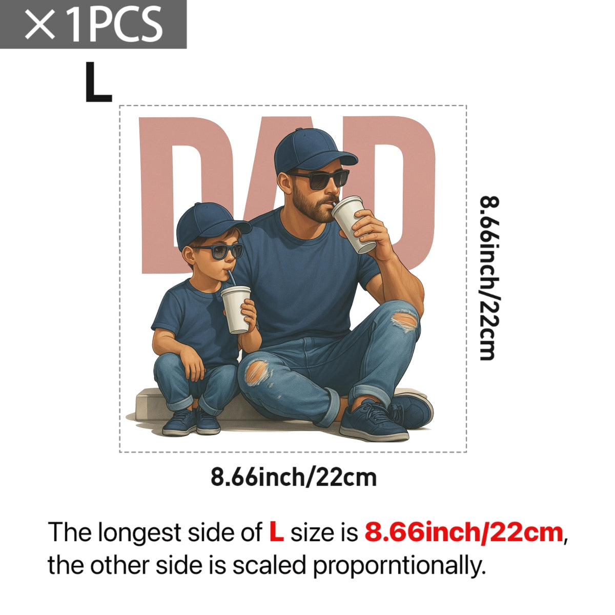 Dad & Son Matching Outfits Iron On Transfer,Cute Father’s Day Heat Press Design for T-Shirts, DIY Gift,  Vinyl Decal