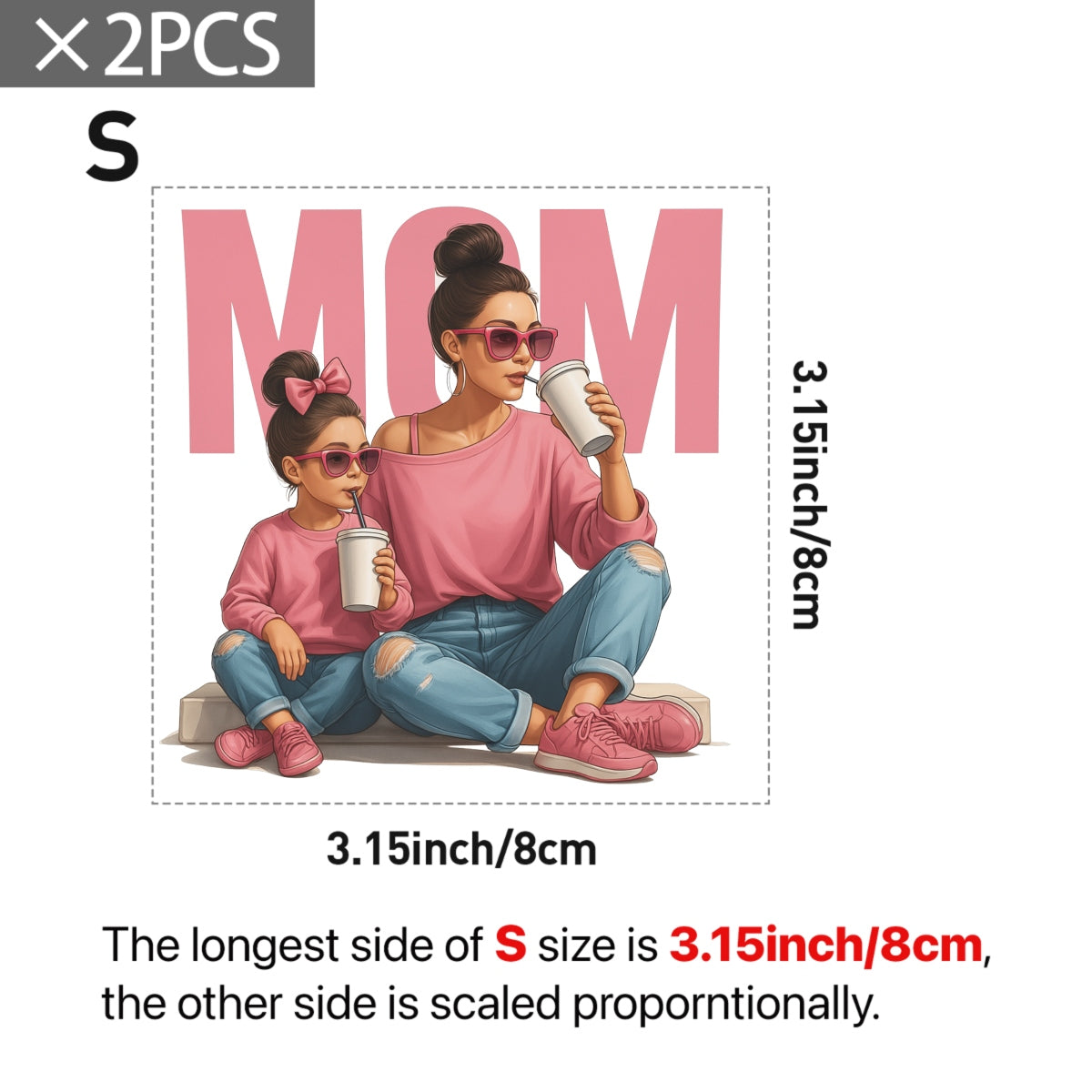 Mom and Daughter Matching Outfits Iron On Transfer ,  Cute Mother’s Day Heat Press Design for T-Shirts, DIY Gift