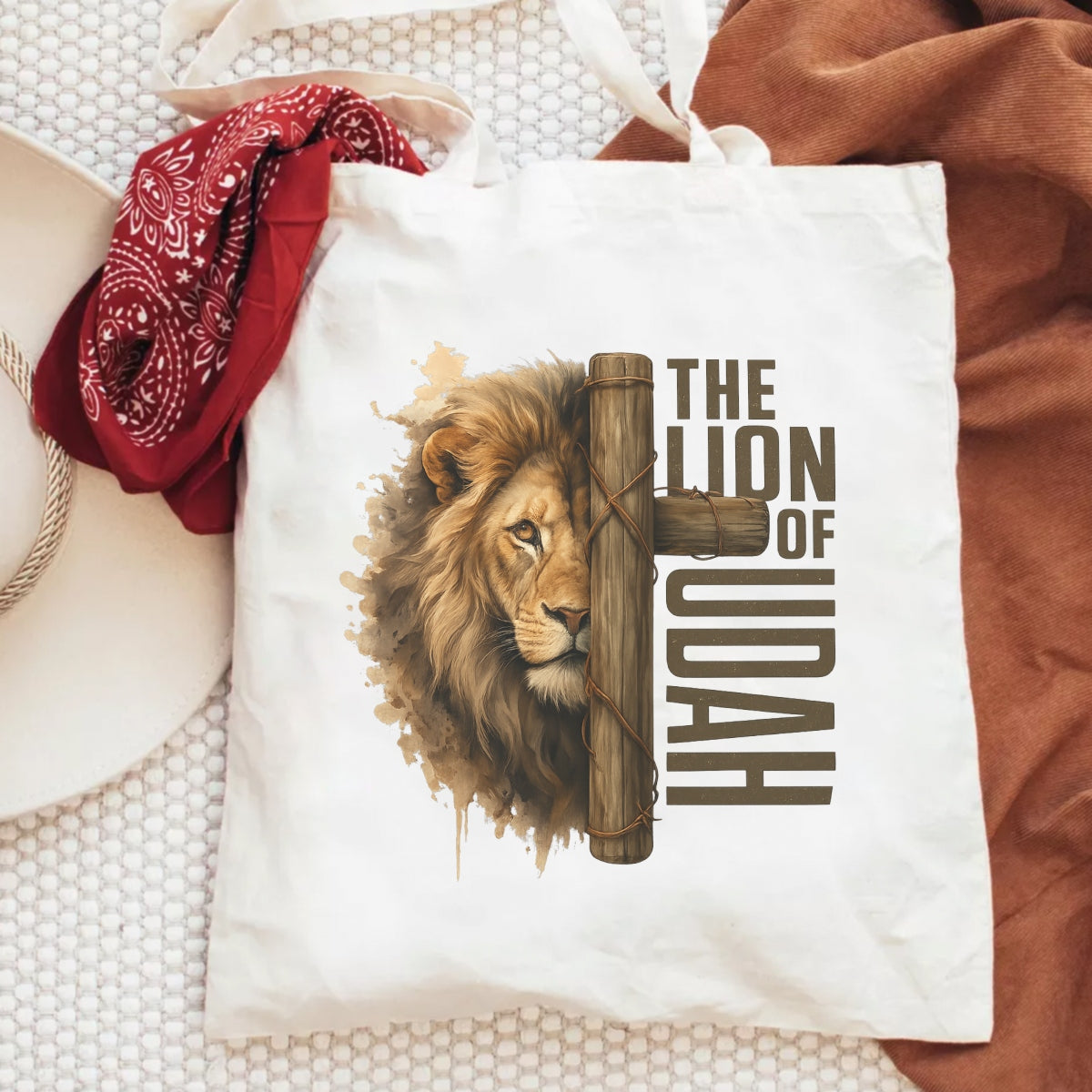 The Lion of Judah DTF Transfer,Christian Iron On Decal for T-Shirts, Bold Religious Lion Cross Design, Heat Press Ready, Faith-Based Graphic for DIY Apparel