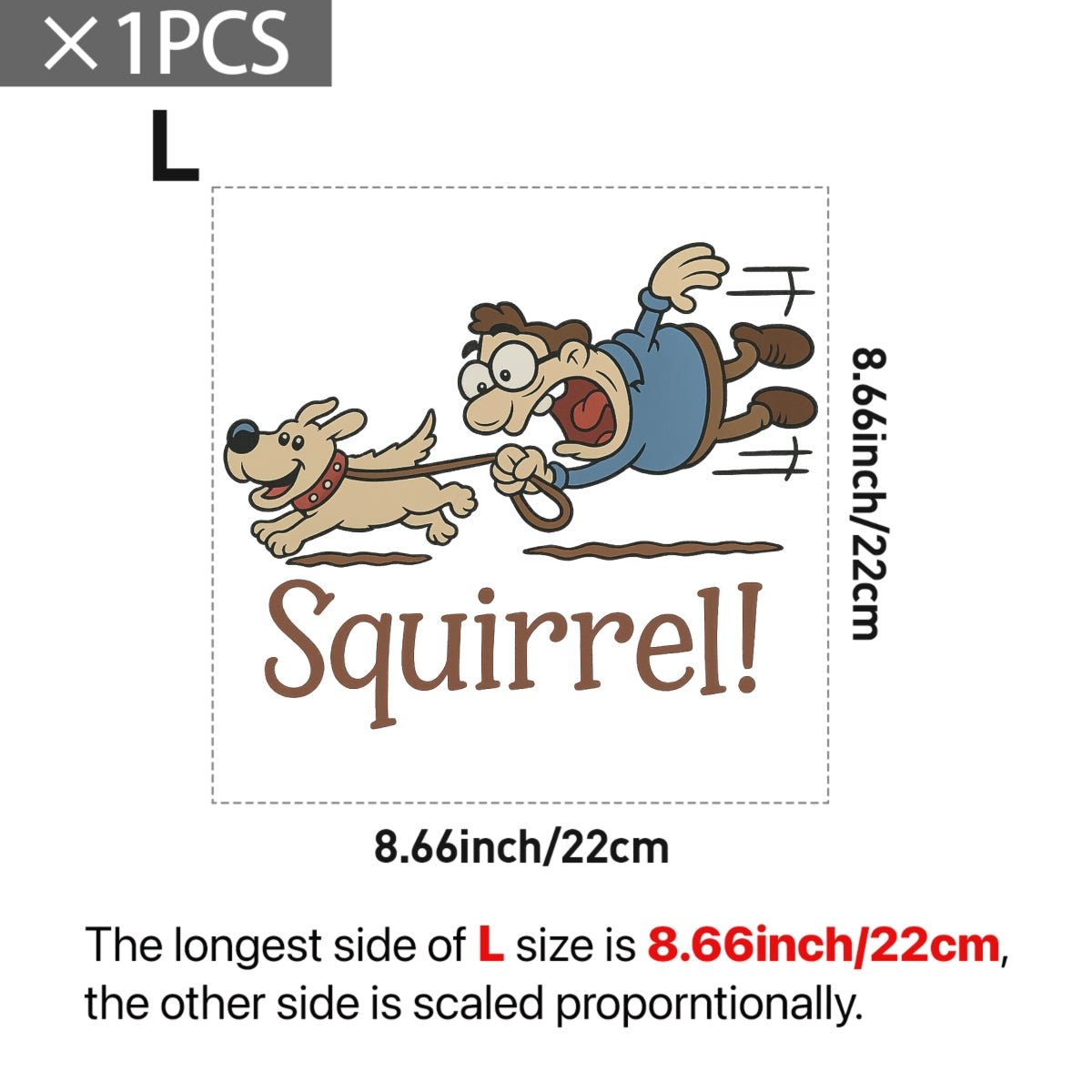 Funny Dog & Man Cartoon DTF Iron On Transfer, Squirrel Reaction Design for T-Shirts, Sweatshirts, Tote Bags,Heat Press Ready, DIY Animal Humor Patch, Cute Pet Lover Gift