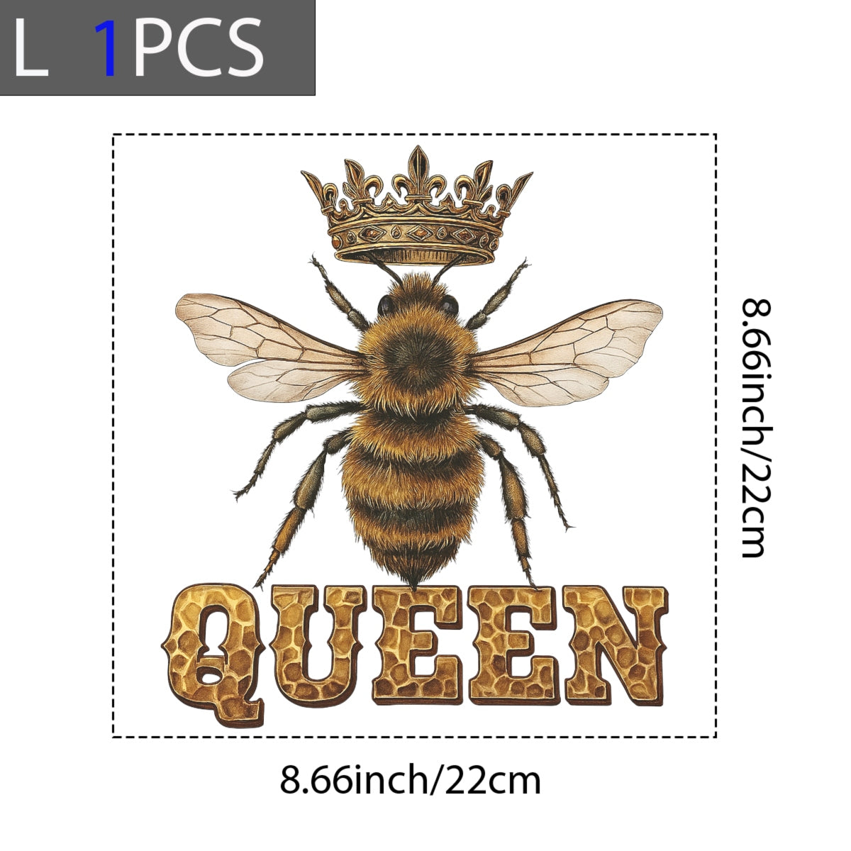 DTF Heat Transfer Iron On Sticker Queen Bee Design Premium Quality Full Color Long Lasting for Clothing Apparel DIY Craft
