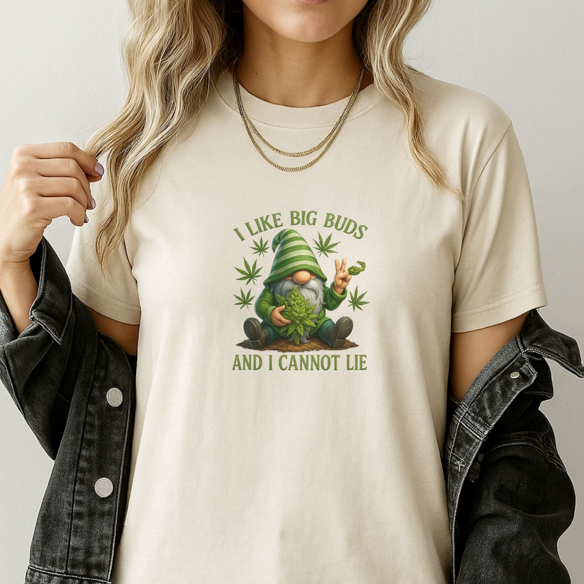 Funny Gnome Weed DTF Transfer for T-Shirts , “I Like Big Buds” Iron-On Heat Transfer , 420 Humor Graphic, Cannabis Lover Gift, DIY Shirt Decal for Men and Women
