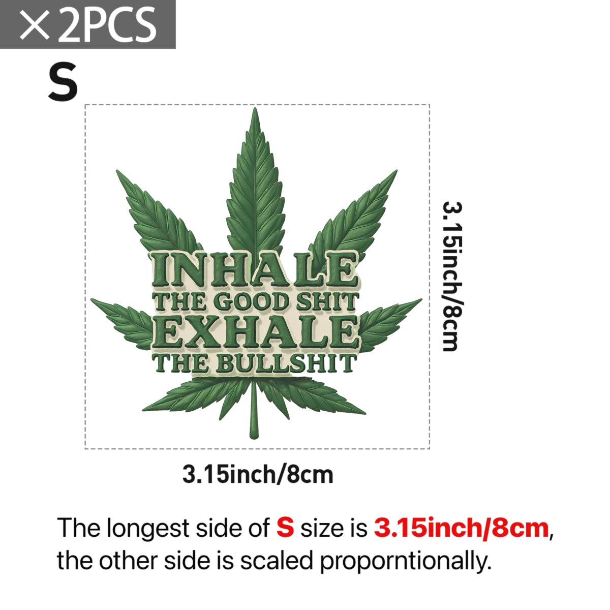 Funny Weed Shirt Transfer , Inhale the Good Sht Exhale the Bullsht Iron-On Patch , Heat Transfer for DIY T-Shirts, Hoodies, Tote Bags