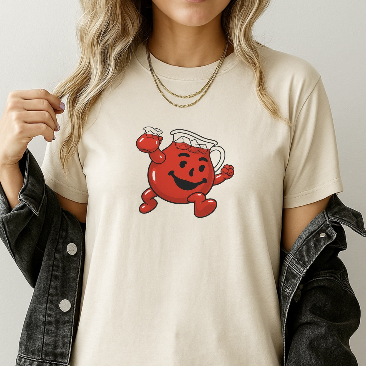 Funny Kool-Aid Man Iron-On Heat Transfer Sticker , Retro Cartoon Graphic Decal for DIY T-Shirts, Hoodies, Bags , Washable and Easy to Apply Vinyl Patch for all”