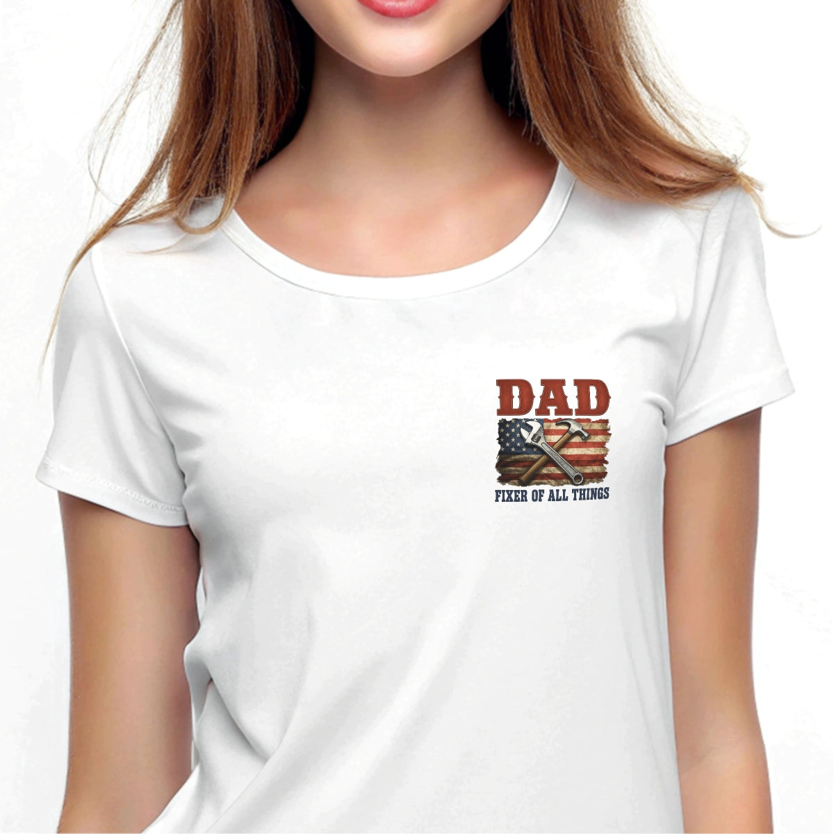 DTF Heat Transfer Iron On Sticker , American Flag Hammer & Wrench Decal , Vintage "DAD" with "FIXER OF ALL THINGS" Slogan , Patriotic Father's Day Gift Sticker for T-Shirts, Hoodies