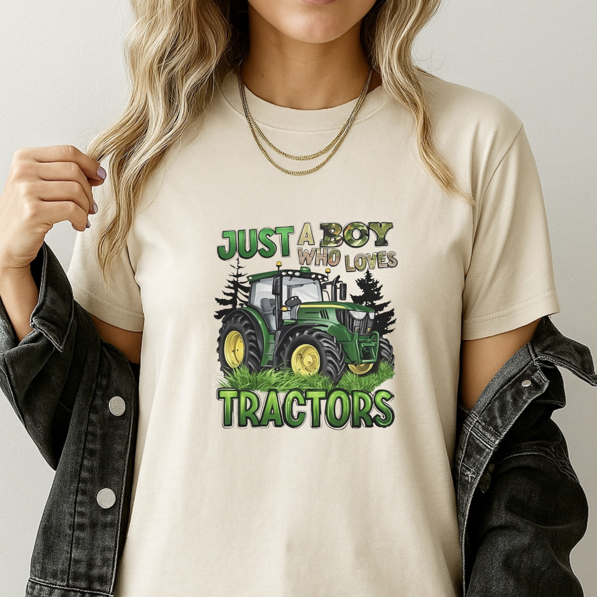 DTF Transfer Decal  Green Style Tractor Art ,Farm Themed Apparel Sticker ,3D Text Outdoor Adventure Decal for Clothing, Tote Bags