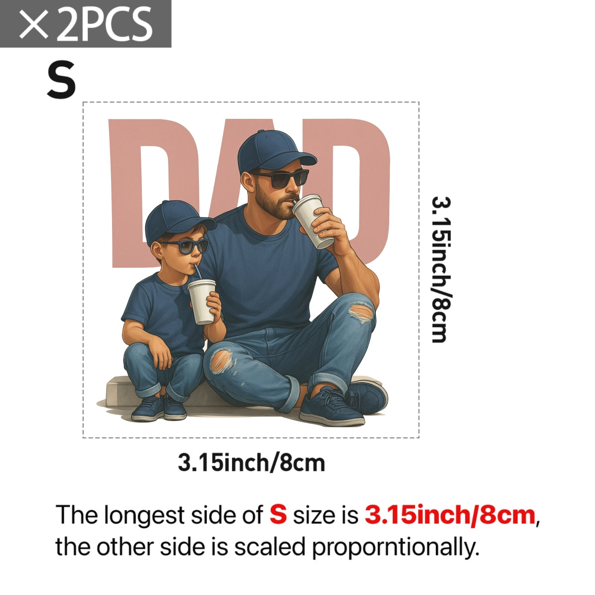 Dad & Son Matching Outfits Iron On Transfer,Cute Father’s Day Heat Press Design for T-Shirts, DIY Gift,  Vinyl Decal