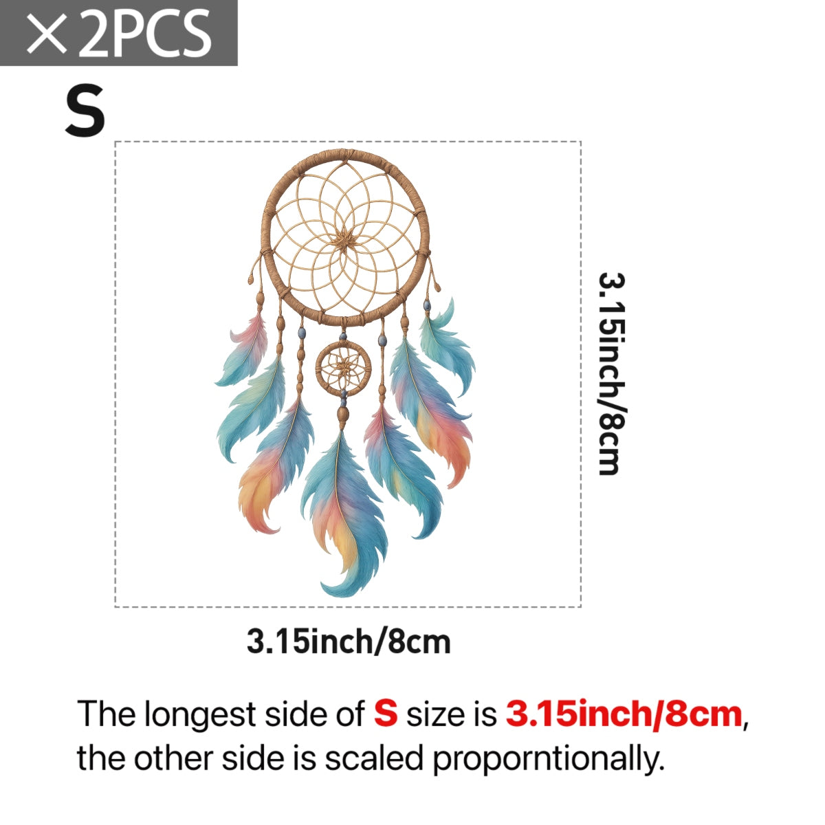 Boho Dreamcatcher DTF Transfer for T-Shirts , Vibrant Feather Heat Press Iron-On Patch , DIY Clothing Decoration , Watercolor Tribal Printable Decal , Cute Spiritual Western Style