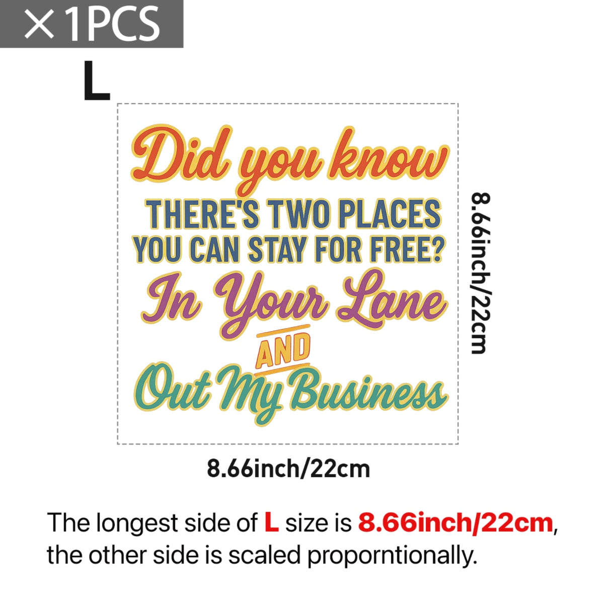 Funny Quote DTF Transfer ,  'Stay in Your Lane and Out My Business' ,  Funny Heat Transfer for T-Shirts, Hoodies, Tote Bags , Colorful Iron-On Decal for DIY Apparel , Ready to Press