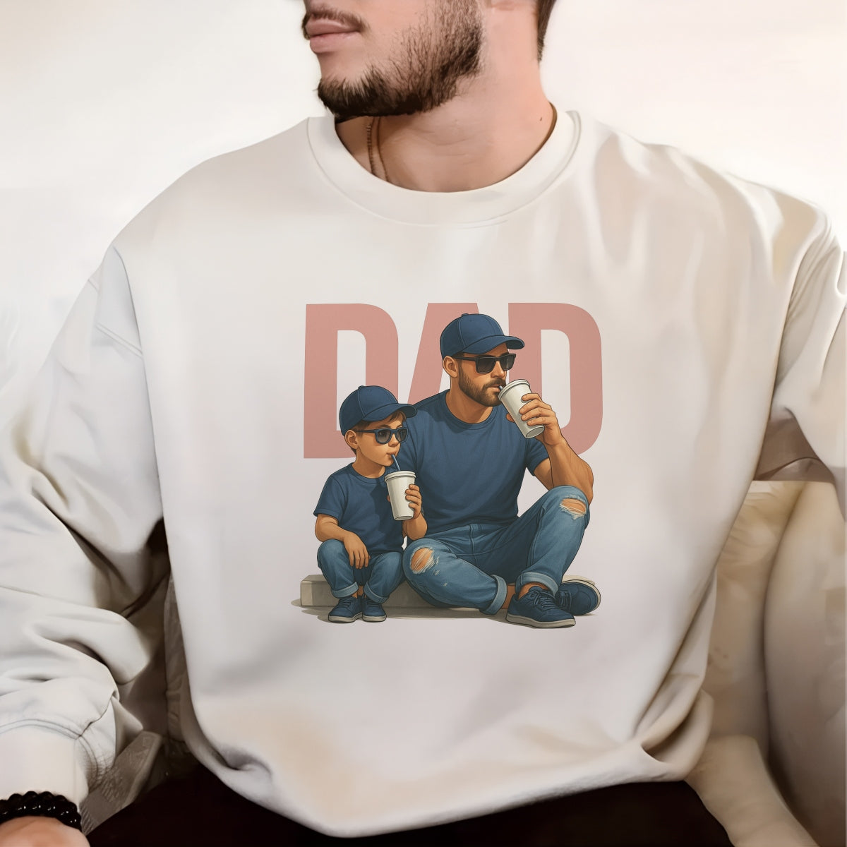 Dad & Son Matching Outfits Iron On Transfer,Cute Father’s Day Heat Press Design for T-Shirts, DIY Gift,  Vinyl Decal