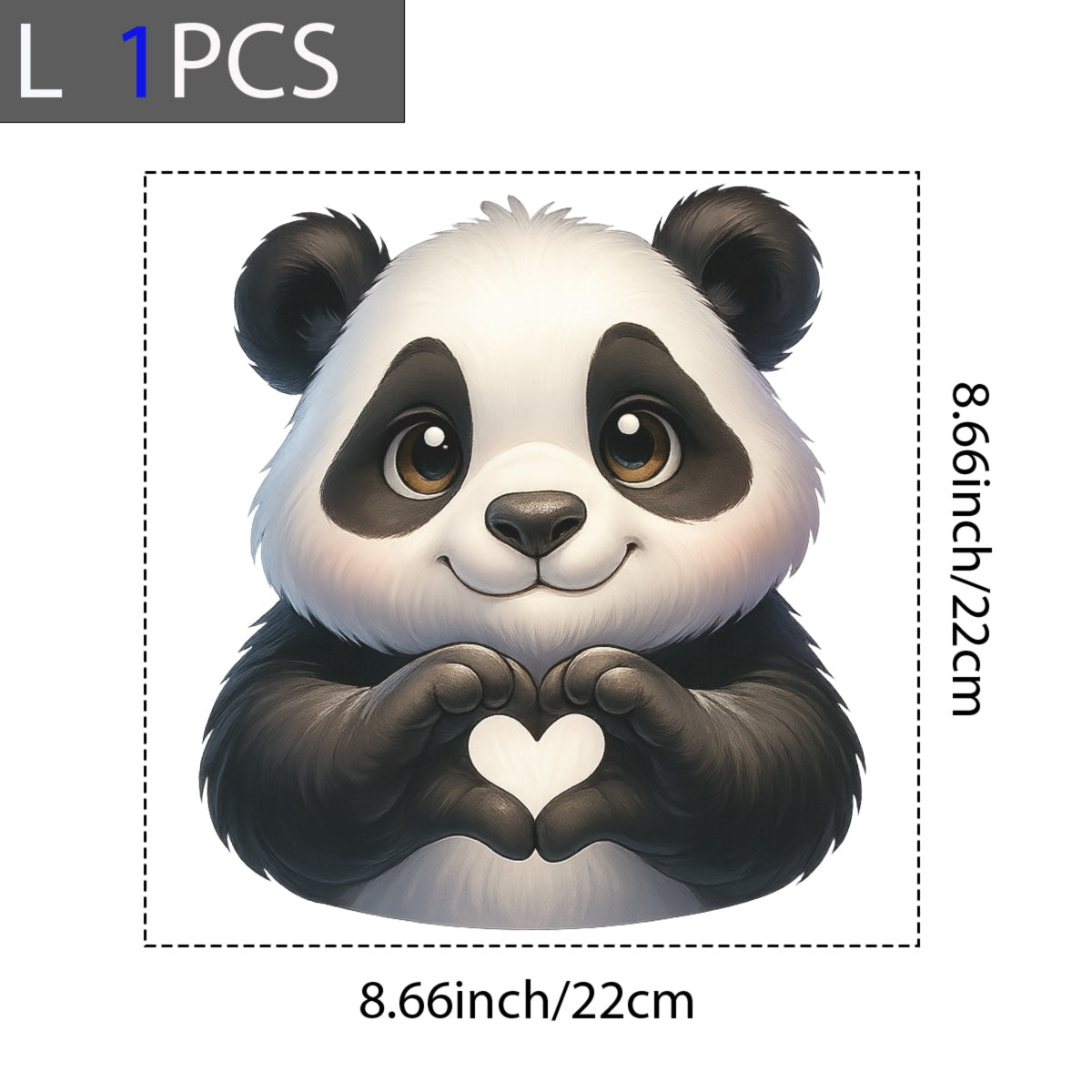 DTF Heat Transfer Iron On Sticker,Cute Panda with Heart Hands Design for DIY Shirt, Tote Bag, Animal Lover Gift, Aesthetic Graphic Patch