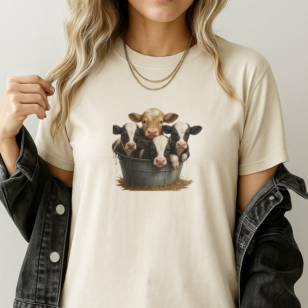 Cute Baby Cow DTF Iron-On Transfer for T-Shirts , Farm Animal Heat Press Decal , DIY Cow Print for Clothing, Bags, Jackets , Durable Washable HTV Patch for Cricut & Heat Press