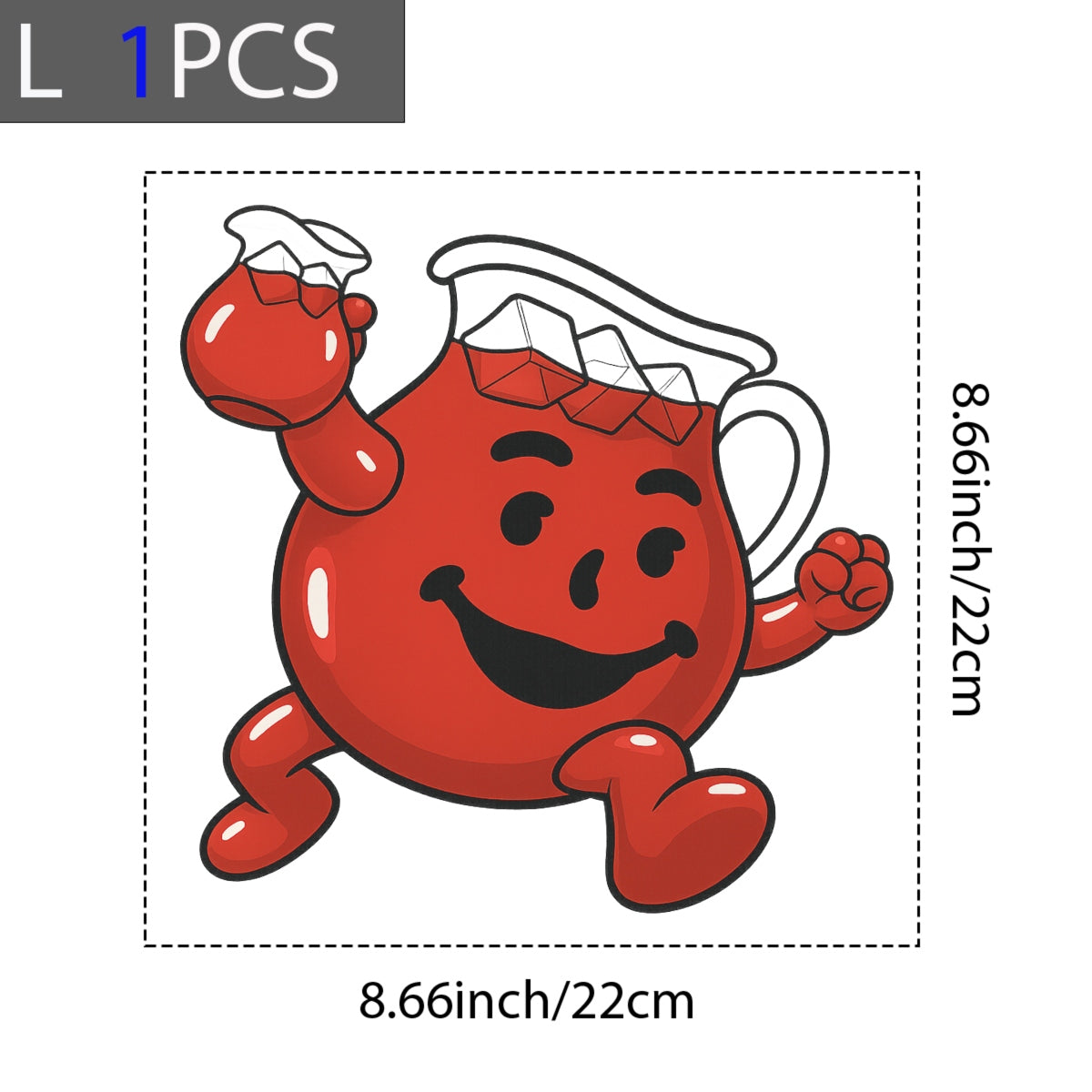 Funny Kool-Aid Man Iron-On Heat Transfer Sticker , Retro Cartoon Graphic Decal for DIY T-Shirts, Hoodies, Bags , Washable and Easy to Apply Vinyl Patch for all”