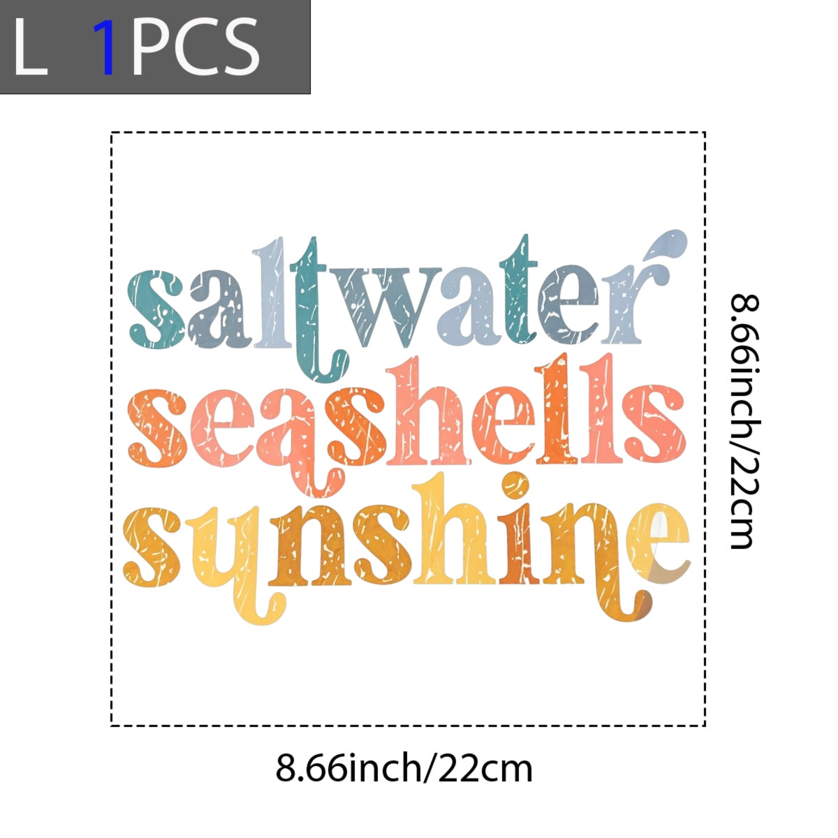 Ocean-Themed DTF Iron-On Transfer Sticker , Vintage Saltwater Seashells and Sunshine Design , Retro Beach Decal for T-Shirts, Hoodies, Tote Bags