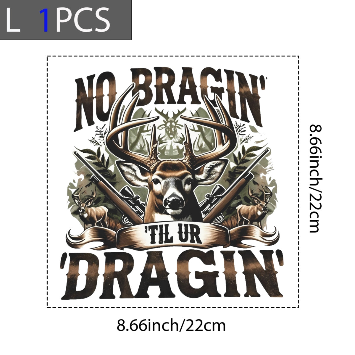 Premium DTF Transfer Deer Hunting Camo Apparel Sticker , Tactical Rugged Design for Outdoor Apparel, Bags