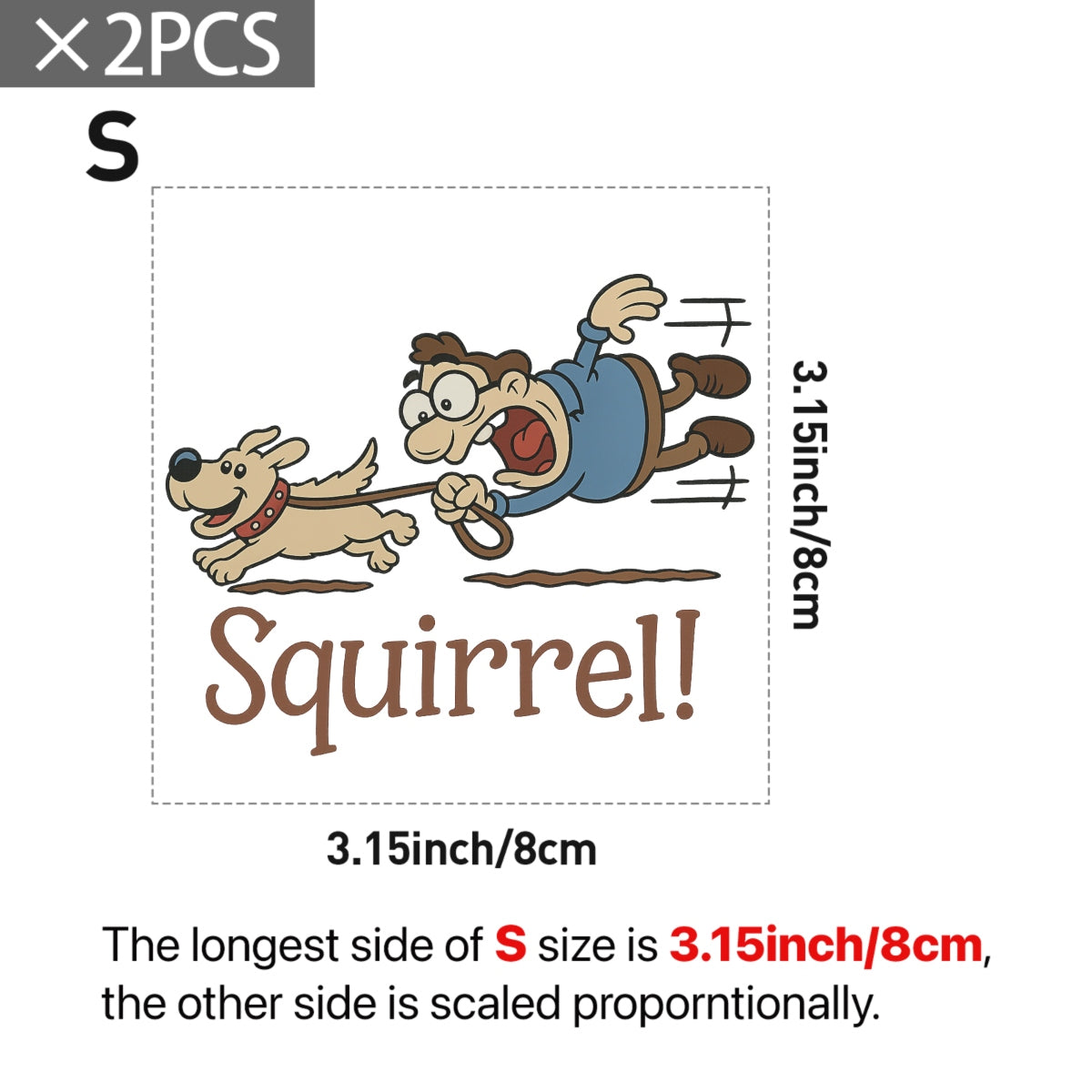 Funny Dog & Man Cartoon DTF Iron On Transfer, Squirrel Reaction Design for T-Shirts, Sweatshirts, Tote Bags,Heat Press Ready, DIY Animal Humor Patch, Cute Pet Lover Gift
