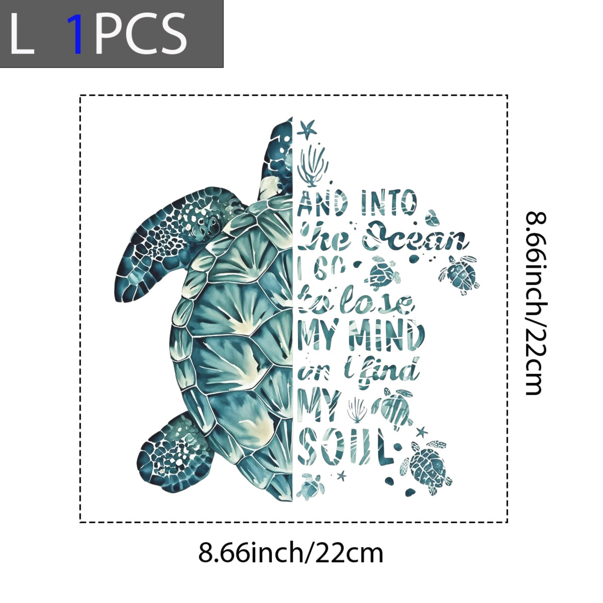 Ocean-Inspired DTF Heat Transfer Vinyl Decal,Sea Turtle & Shell Design for DIY T-Shirts, Pillow Embellishments & Crafts