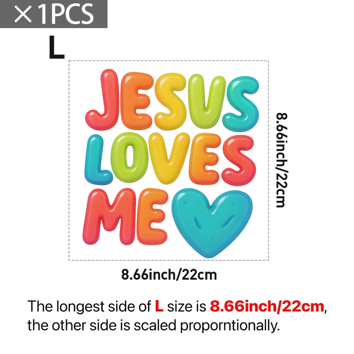Jesus Loves Me DTF Transfer for T-Shirts,Christian Faith Heat Press Iron-On Decal, Bible Verse Religious Sublimation Print for White Tee