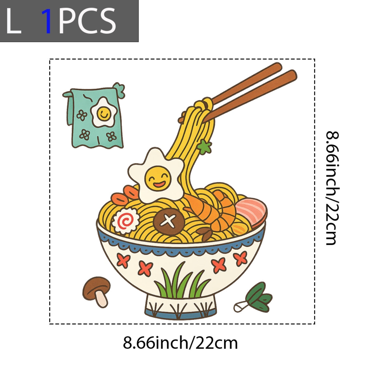 DTF Heat Transfer Iron On Sticker , Ramen Art Decals ,  Foodie Culture Apparel & Home Decor , Heat-Resistant Vinyl for T-Shirts Bags , Kawaii Asian Cuisine Design , DIY Craft Supplies , Anime Style Food Stickers