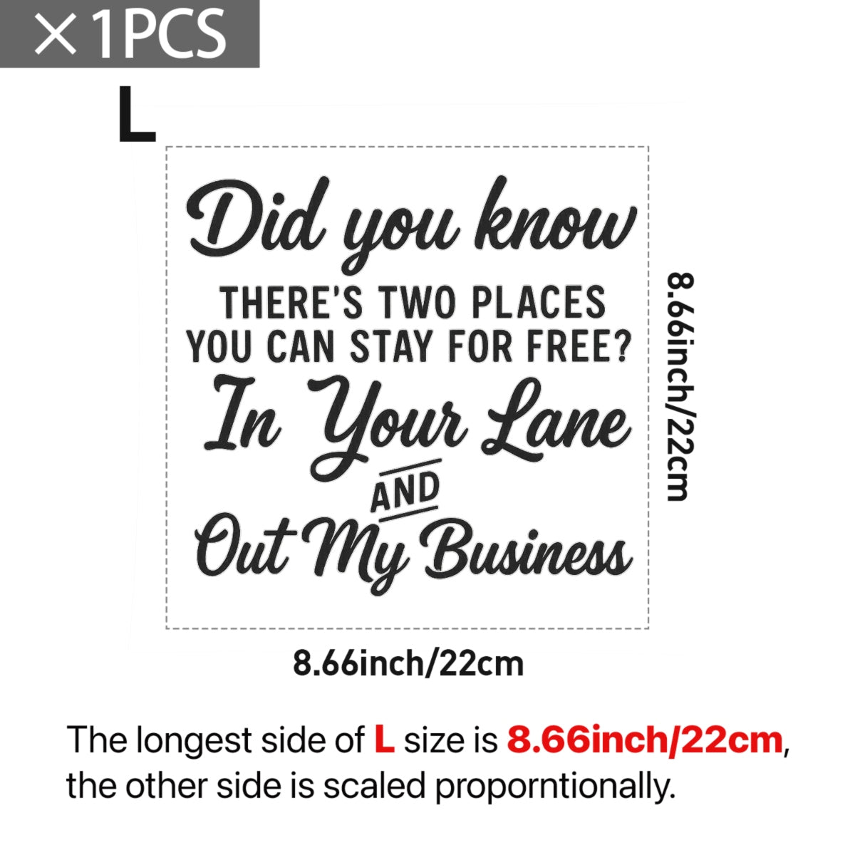 Funny Quote DTF Transfer ,  'Stay in Your Lane and Out My Business' ,  Funny Heat Transfer for T-Shirts, Hoodies, Tote Bags , Colorful Iron-On Decal for DIY Apparel , Ready to Press