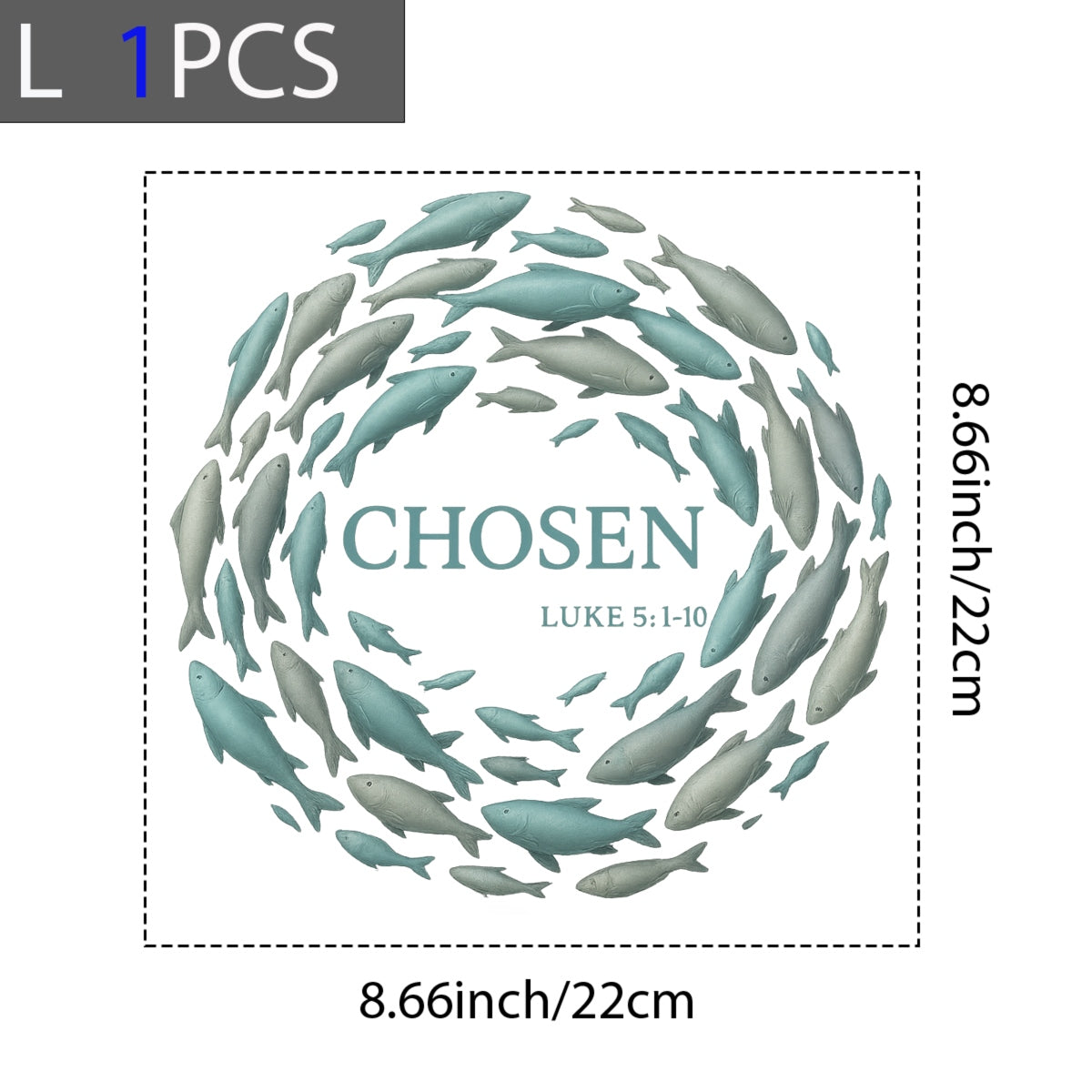 CHOSEN Christian DTF Iron On Transfer , Bible Verse LUKE 5:10 Religious Heat Press Decal for DIY T-Shirts, Faith-Based Apparel, Inspirational Graphic for Cotton/Polyester Fabric ,Jesus Fish Design for all