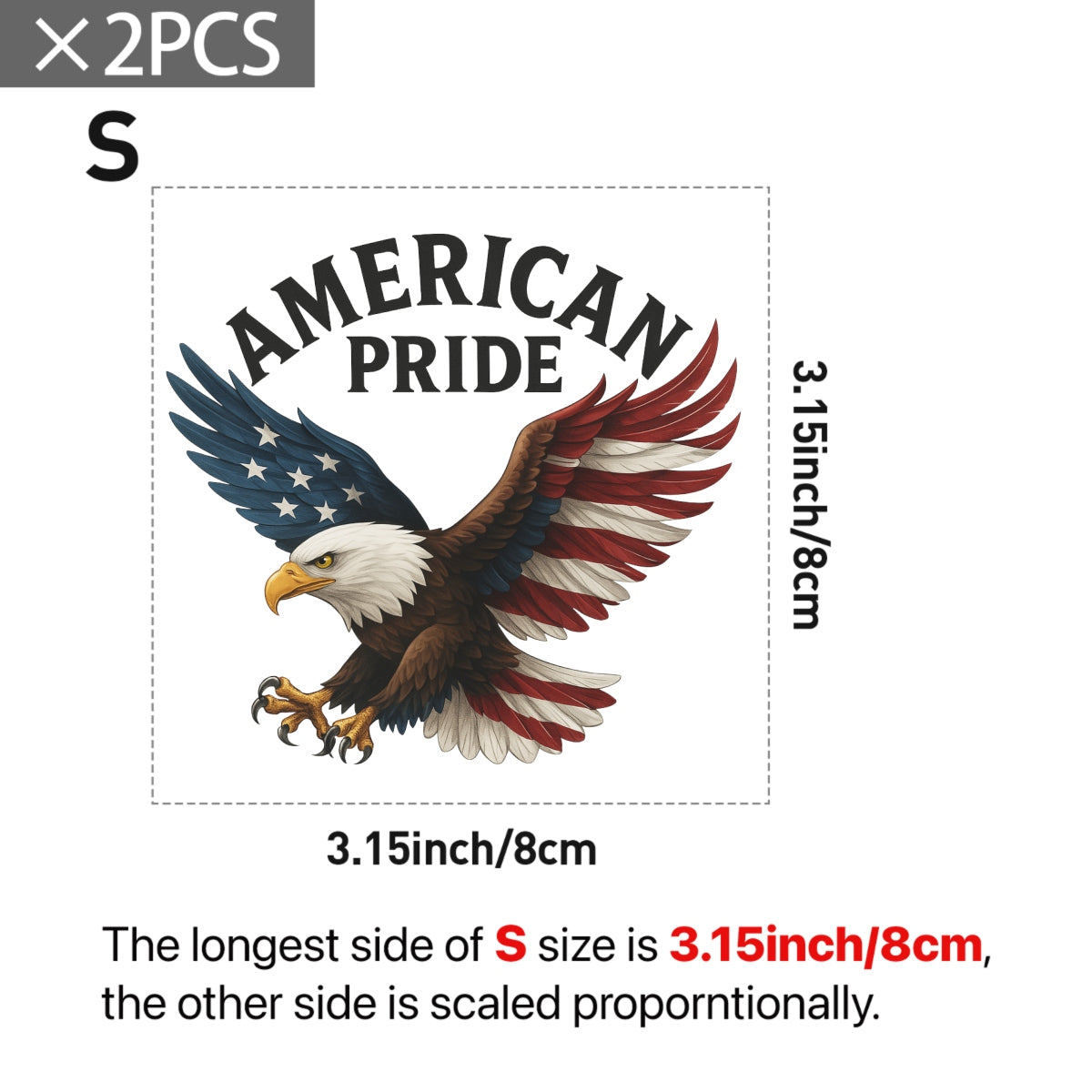 American Pride Iron-On Patch , USA Flag Heat Transfer for T-Shirts, Hoodies, Bags , Patriotic 4th of July DTF Design