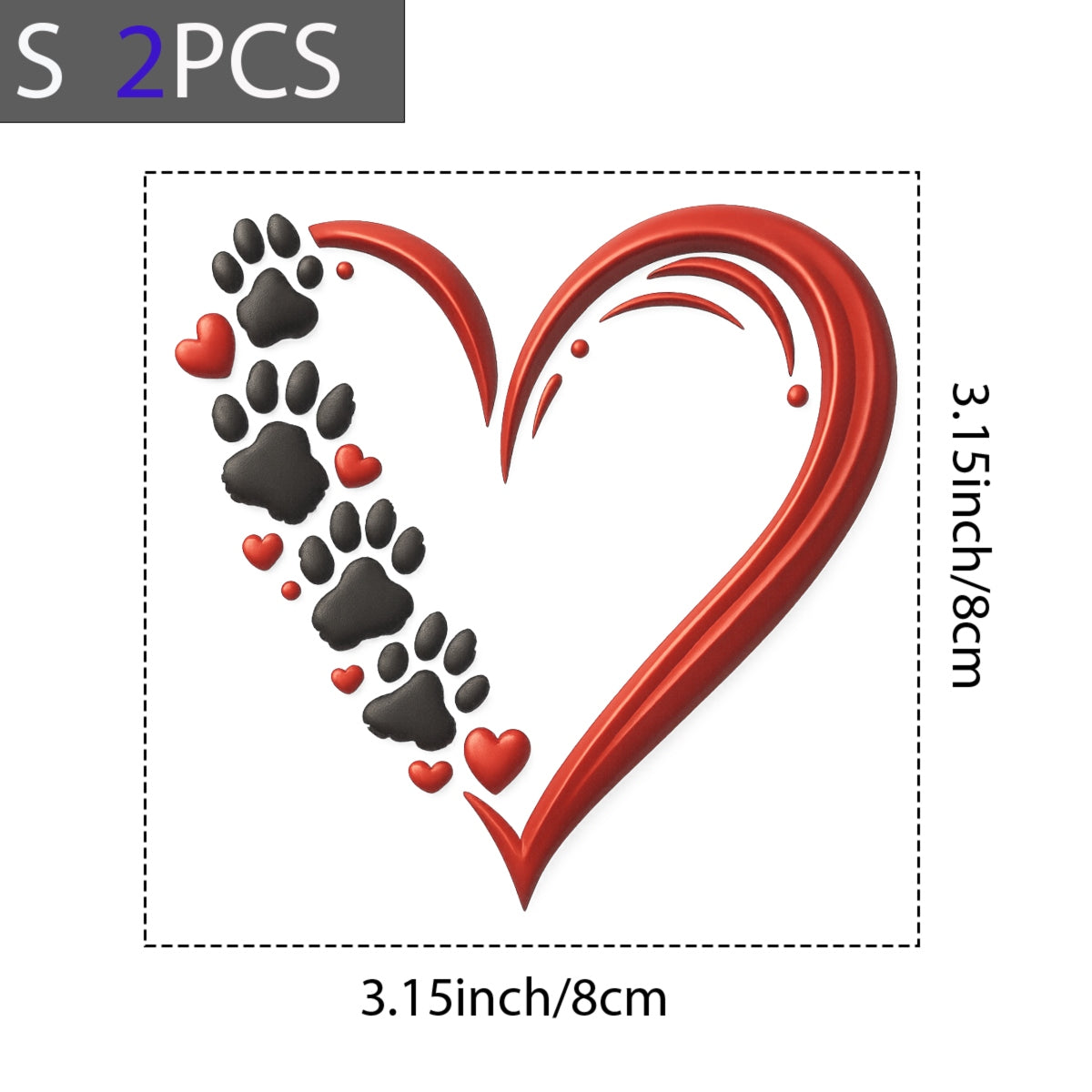 Dog Paw Heart DTF Transfer for T-Shirts ,  Pet Lover Heat Press Iron On Decal , Cute Animal Paw Print Vinyl ,  DIY Apparel Design for all , Ready to Press