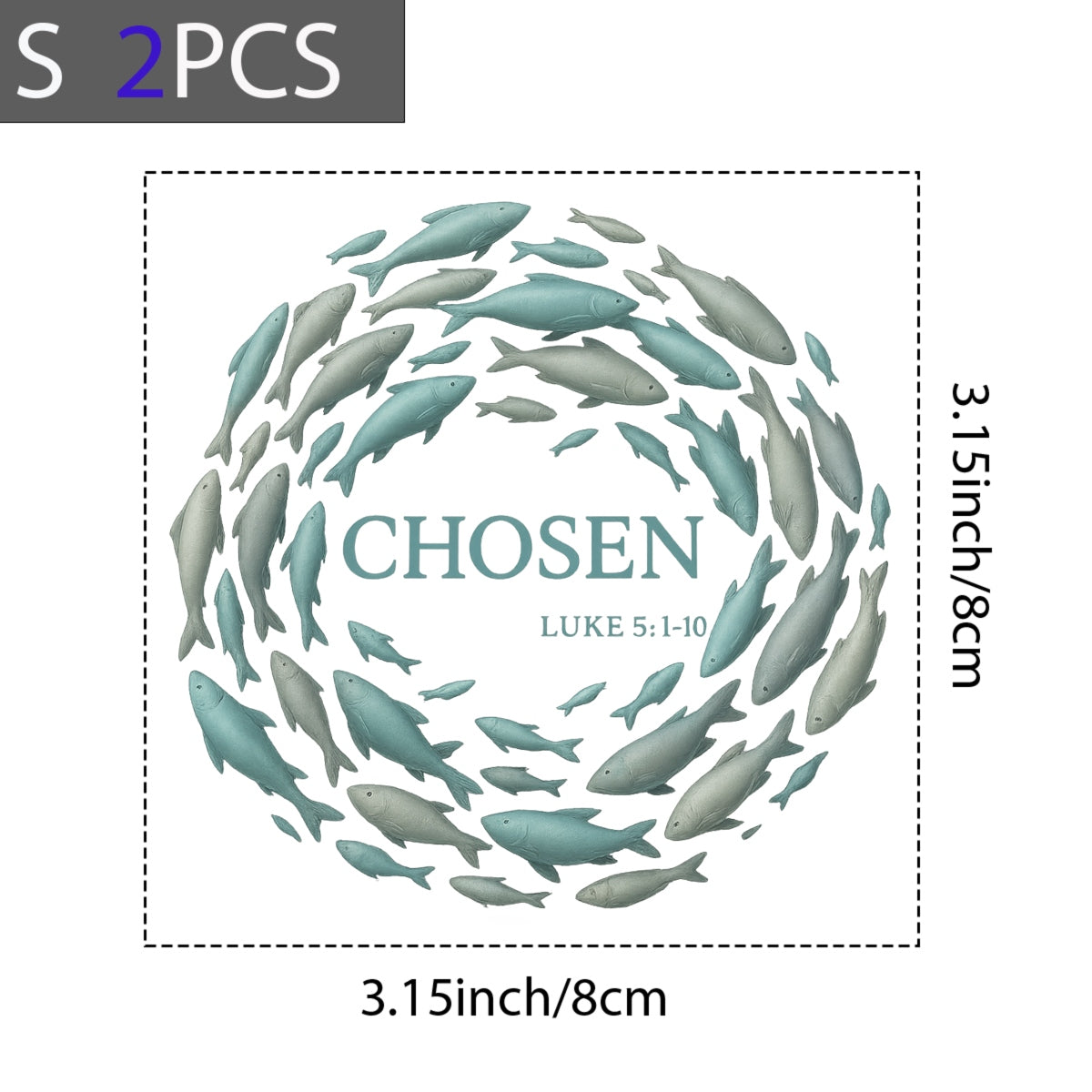 CHOSEN Christian DTF Iron On Transfer , Bible Verse LUKE 5:10 Religious Heat Press Decal for DIY T-Shirts, Faith-Based Apparel, Inspirational Graphic for Cotton/Polyester Fabric ,Jesus Fish Design for all