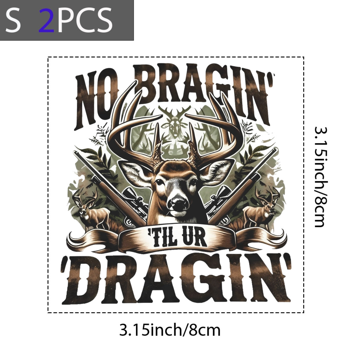 Premium DTF Transfer Deer Hunting Camo Apparel Sticker , Tactical Rugged Design for Outdoor Apparel, Bags