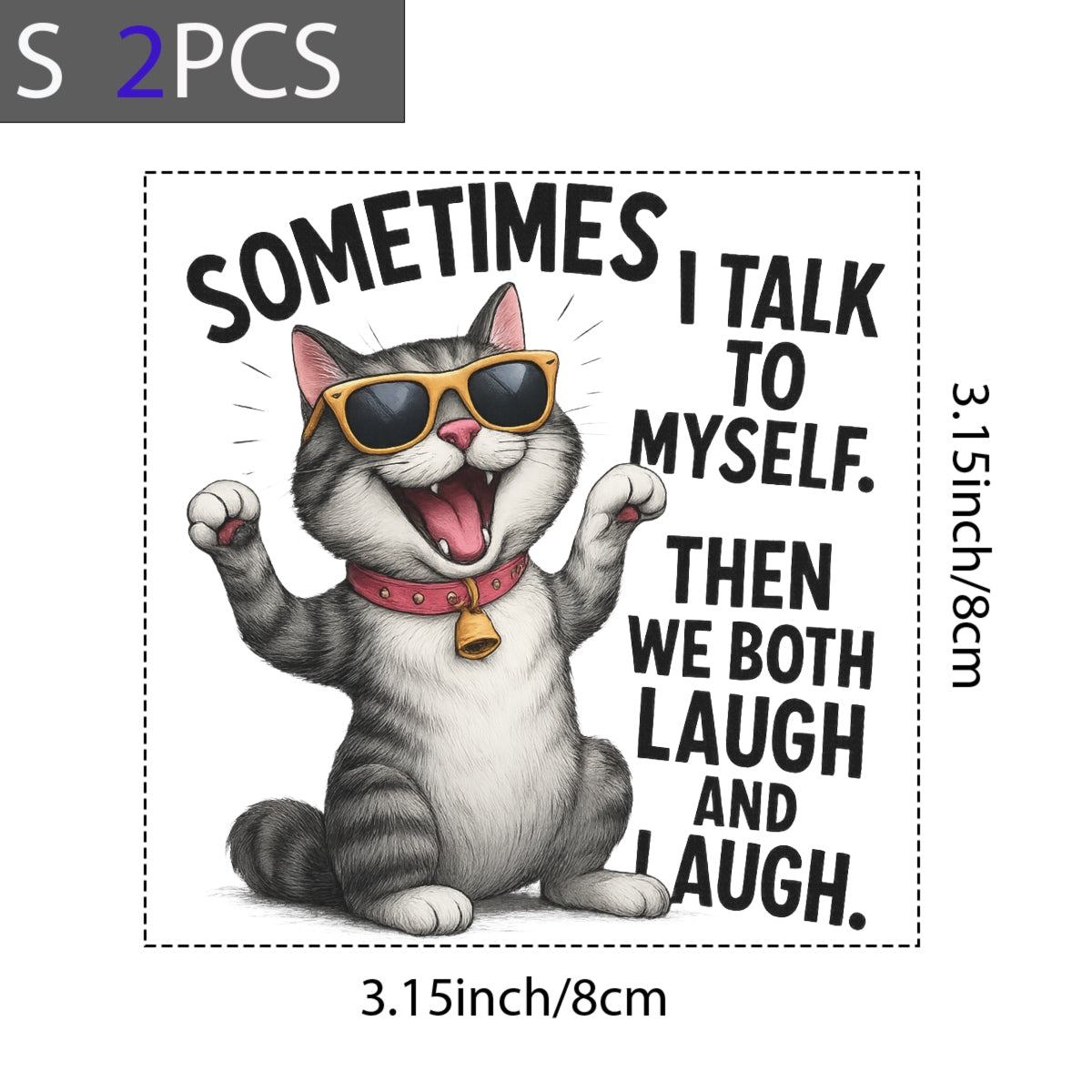 DTF Heat Transfer Iron On Sticker, Funny Cat Self,Talk Sticker for DIY Clothing Jeans Bags Shoes