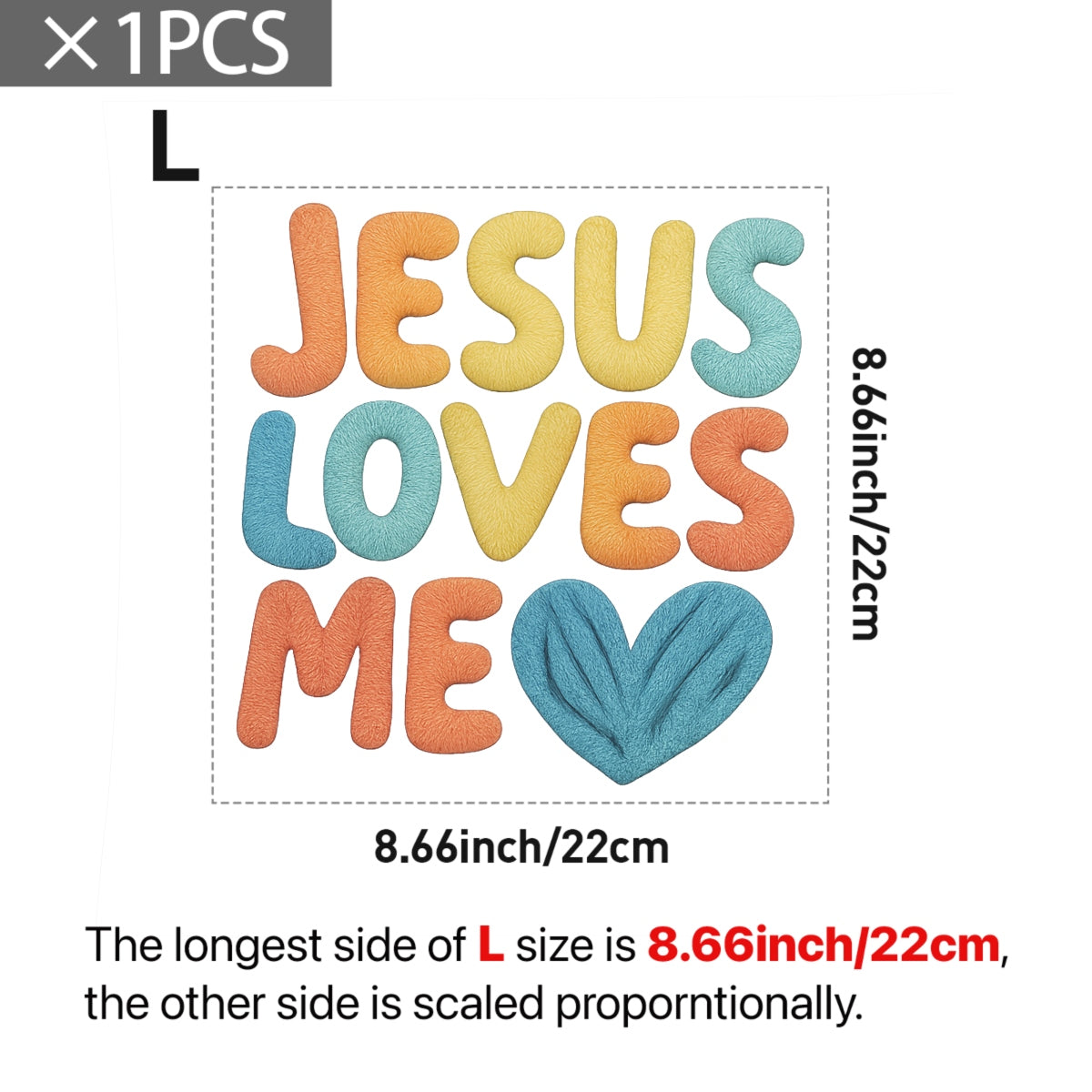 Jesus Loves Me DTF Transfer for T-Shirts,Christian Faith Heat Press Iron-On Decal, Bible Verse Religious Sublimation Print for White Tee