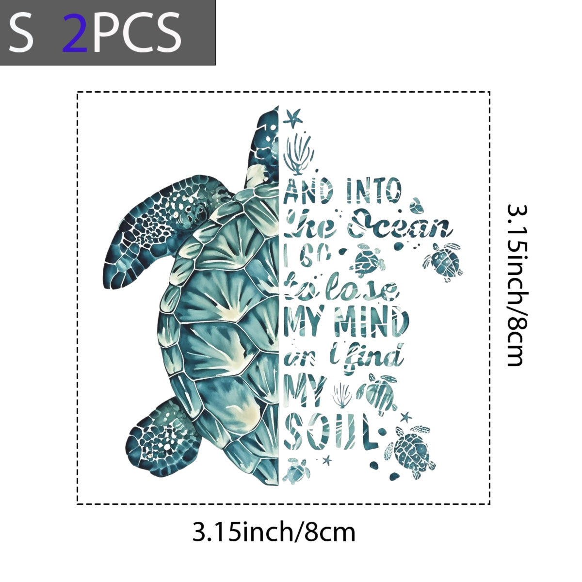 Ocean-Inspired DTF Heat Transfer Vinyl Decal,Sea Turtle & Shell Design for DIY T-Shirts, Pillow Embellishments & Crafts