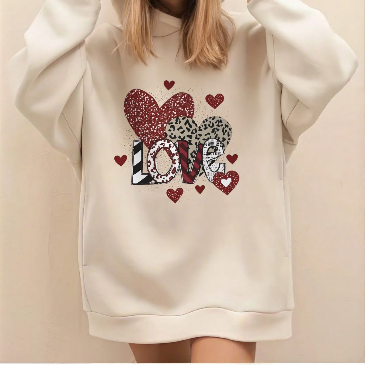 DTF Heat Transfer Iron On Sticker, Valentine's Day Heart Design with Glitter, Leopard Print, LOVE Letters for DIY T-Shirt