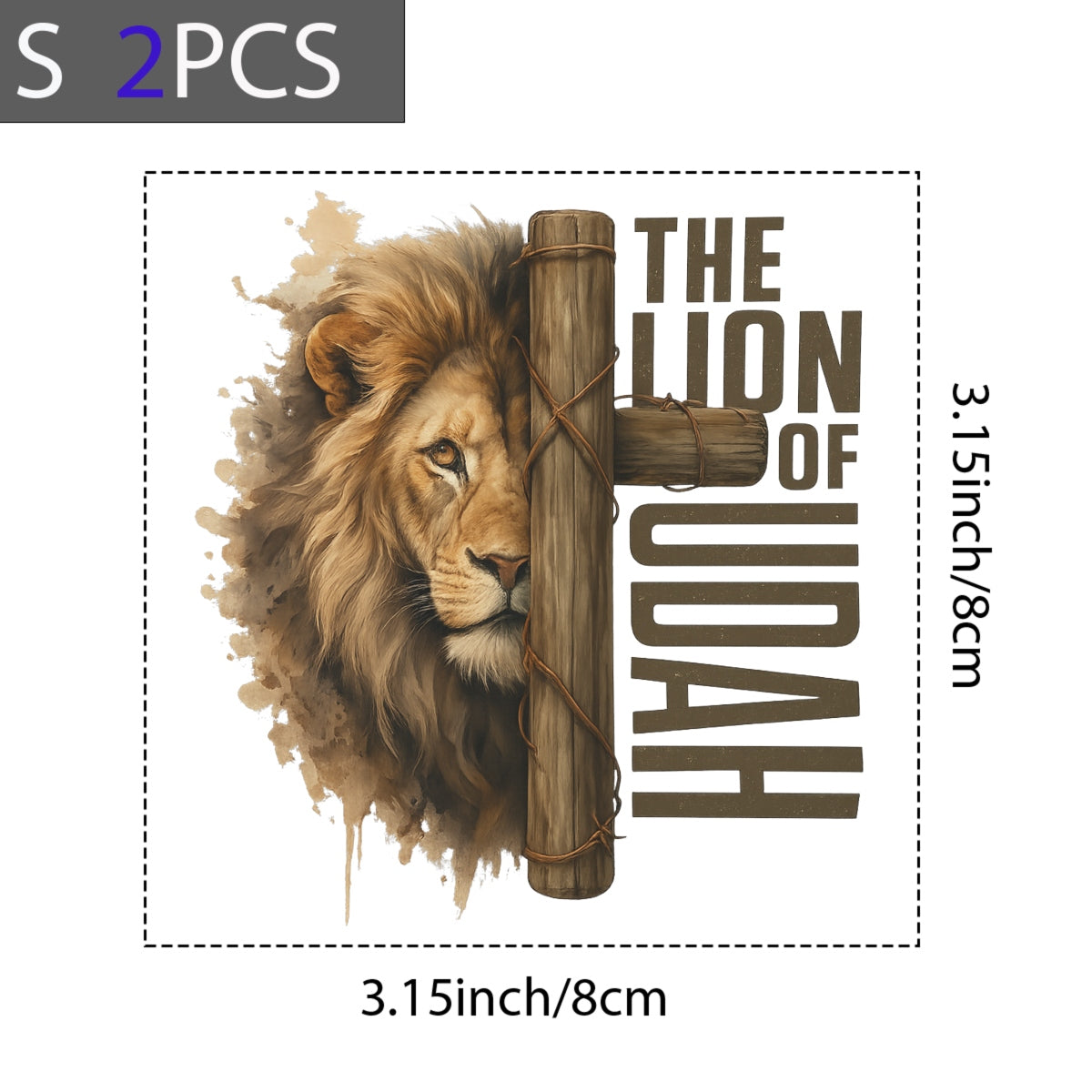 The Lion of Judah DTF Transfer,Christian Iron On Decal for T-Shirts, Bold Religious Lion Cross Design, Heat Press Ready, Faith-Based Graphic for DIY Apparel