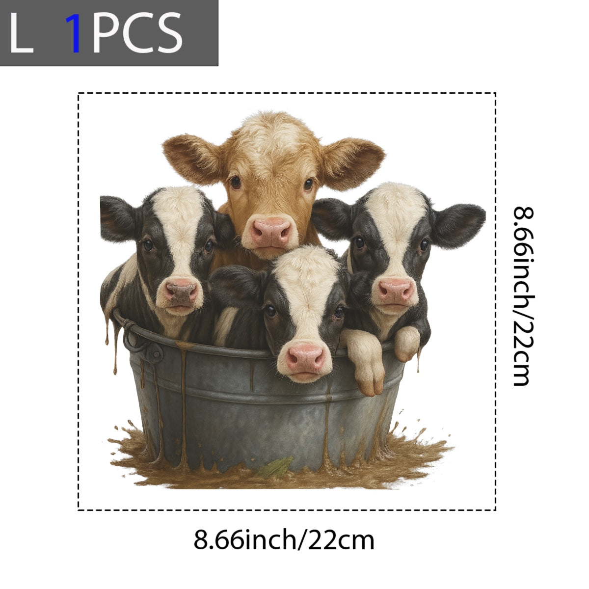 Cute Baby Cow DTF Iron-On Transfer for T-Shirts , Farm Animal Heat Press Decal , DIY Cow Print for Clothing, Bags, Jackets , Durable Washable HTV Patch for Cricut & Heat Press
