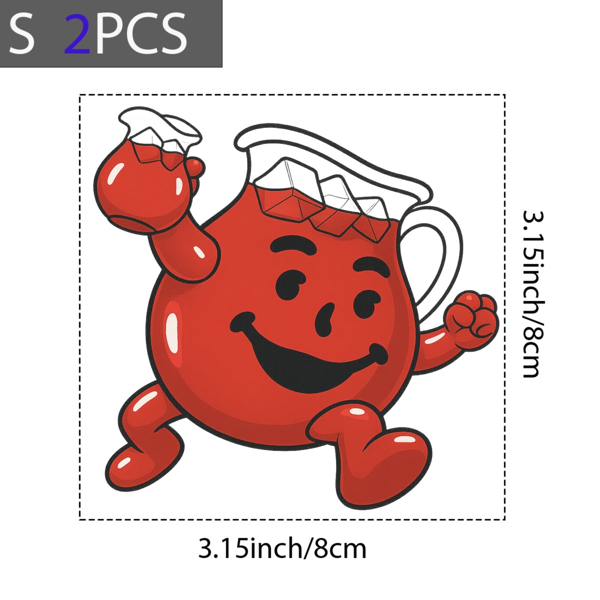 Funny Kool-Aid Man Iron-On Heat Transfer Sticker , Retro Cartoon Graphic Decal for DIY T-Shirts, Hoodies, Bags , Washable and Easy to Apply Vinyl Patch for all”