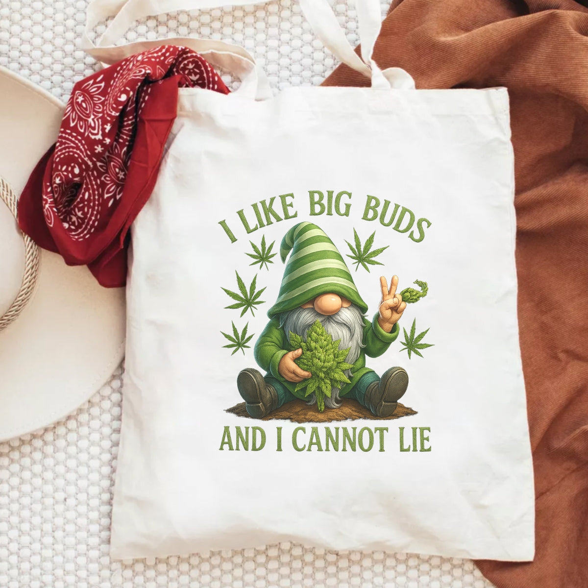 Funny Gnome Weed DTF Transfer for T-Shirts , “I Like Big Buds” Iron-On Heat Transfer , 420 Humor Graphic, Cannabis Lover Gift, DIY Shirt Decal for Men and Women
