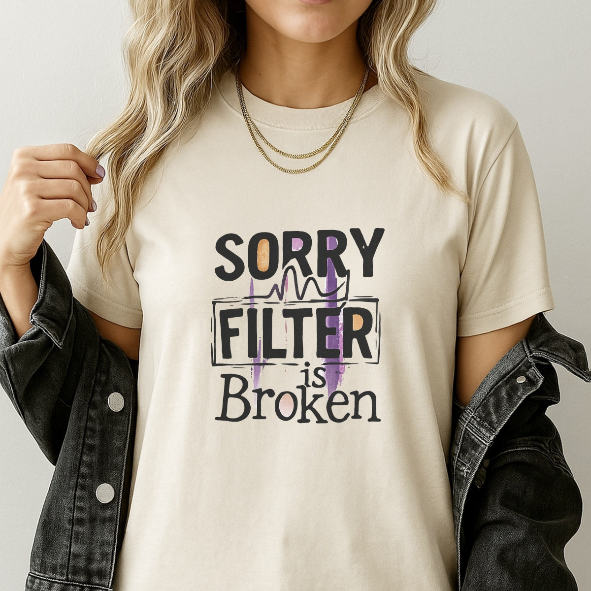 "Sorry My Filter is Broken" DTF Transfers,Edgy Applique Patches for Streetwear & Home Textiles,Bold Graphic Art Style