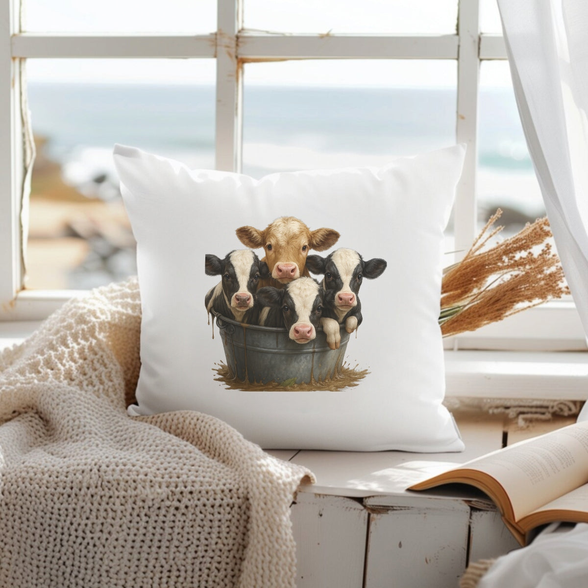 Cute Baby Cow DTF Iron-On Transfer for T-Shirts , Farm Animal Heat Press Decal , DIY Cow Print for Clothing, Bags, Jackets , Durable Washable HTV Patch for Cricut & Heat Press
