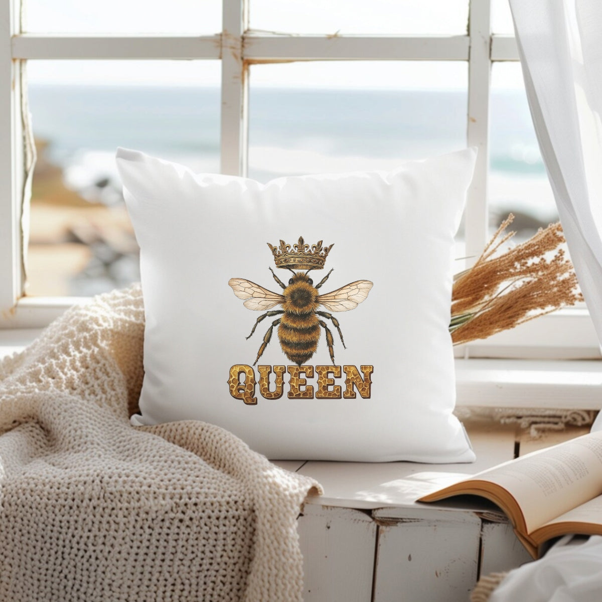 DTF Heat Transfer Iron On Sticker Queen Bee Design Premium Quality Full Color Long Lasting for Clothing Apparel DIY Craft